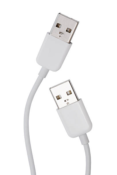 istock Close-up of white USB cable on a white background 92127615