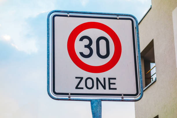 istock typical traffic limit sign with number 30 921280348