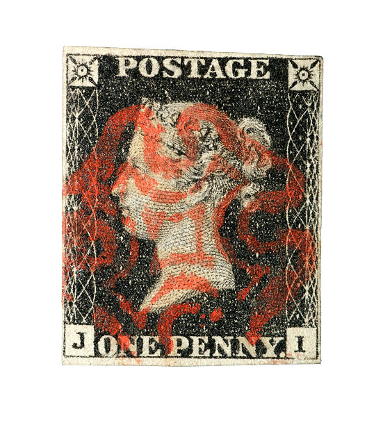 pierwszy pieczęć, penny black, great britain 1840 - canceled collection correspondence history zdjęcia i obrazy z banku zdjęć