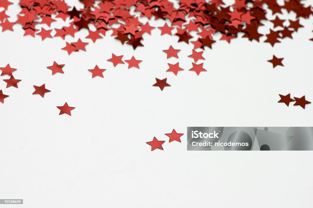 Red Star Raining  Confetti Stock Photo