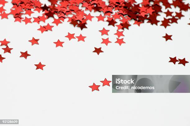 Red Star Raining Stock Photo - Download Image Now - Confetti, Star Shape, Red