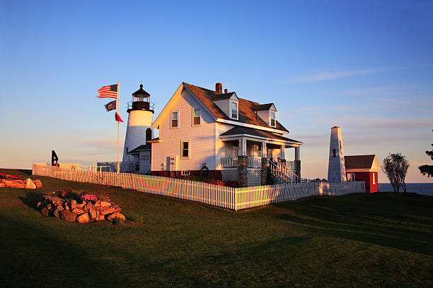 faro di pemaquid point - pemaquid maine foto e immagini stock