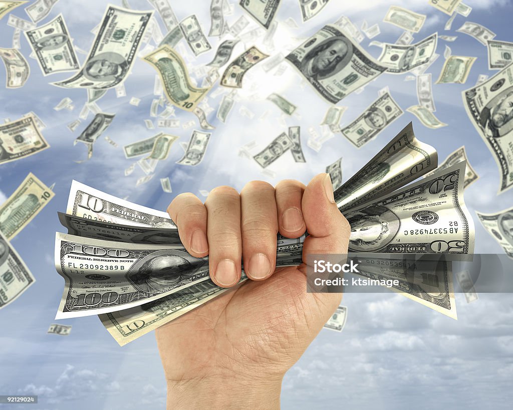 Rain of dollars  Currency Stock Photo