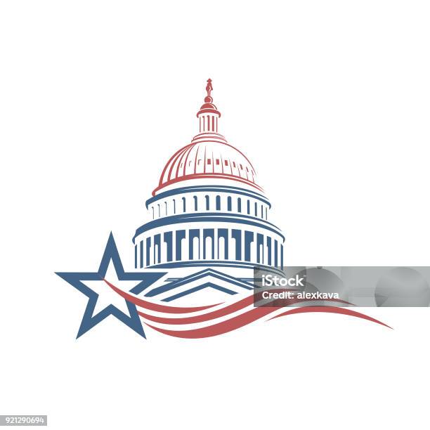 Ilustración de Icono Del Edificio Capitol y más Vectores Libres de Derechos de Edificio del Capitolio - Washington DC - Edificio del Capitolio - Washington DC, Washington DC, Gobierno