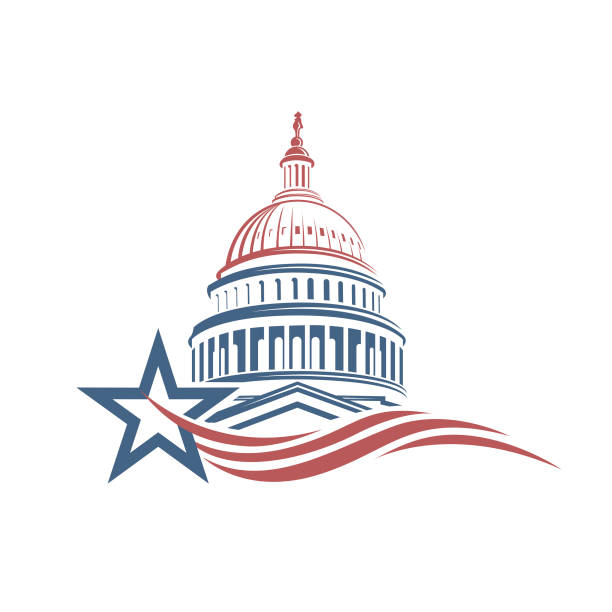 capitol building icon Unated States Capitol building icon in Washington DC politics illustrations stock illustrations