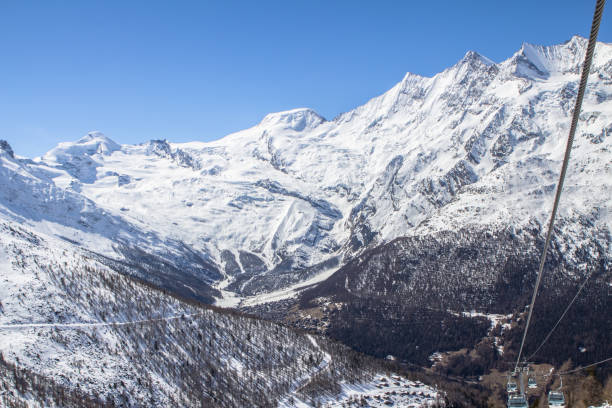 istock Ski Tracks in a Swiss mountains in Saas-Fee 921290864