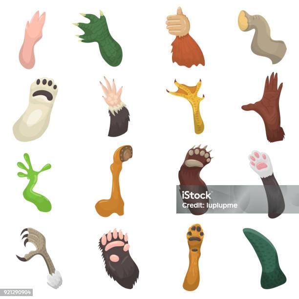 Animal Paw Vector Animalistic Pets Claw Or Hand Of Cat Or Dog And Bears Or Monkey Paws Illustration Mammals Pawky Hello Set Isolated On White Background Stock Illustration - Download Image Now