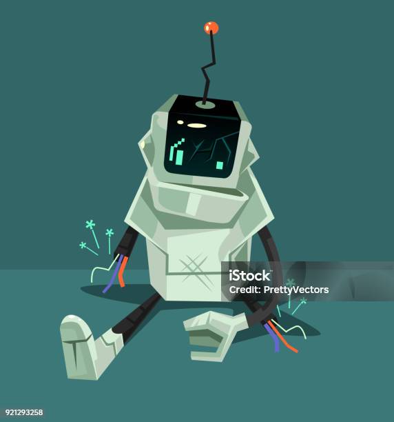 Broken Robot Character Error Web Page Concept Stock Illustration - Download Image Now - Broken, Robot, Web Page