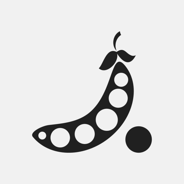 ilustraciones, imágenes clip art, dibujos animados e iconos de stock de ilustración del icono de guisantes - green pea pea pod vegetable cute