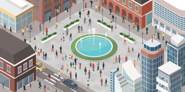 Vector illustration of People walking in the city