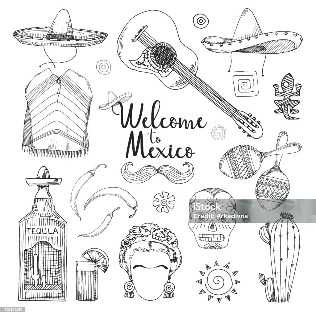 Ilustración de Conjunto De Elementos De La Cultura Mexicana Bienvenido A México Ilustración De Vector De Estilo Sketch y más Vectores Libres de Derechos de Croquis - iStock Ilustración de Conjunto De Elementos De La Cultura Mexicana Bienvenido A México Ilustración De Vector De Estilo Sketch y más Vectores Libres de Derechos de Croquis - iStock