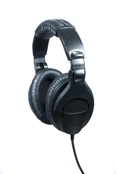 Black Headphones on White Background stock photo