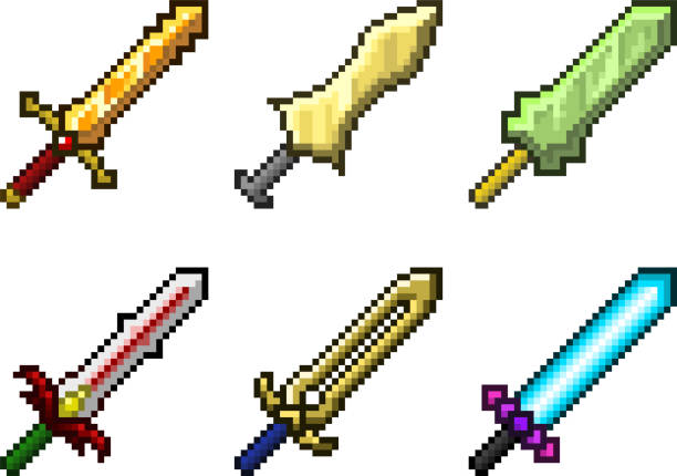 Set of weapon icons in pixel style Set of weapon icons in perfect pixel art style. Sword, knife, dagger, bayonet, ax, halberd and other fantasy weapons. For your games, retro, business design. Detailed vector clip art with easy colors bayonet stock illustrations