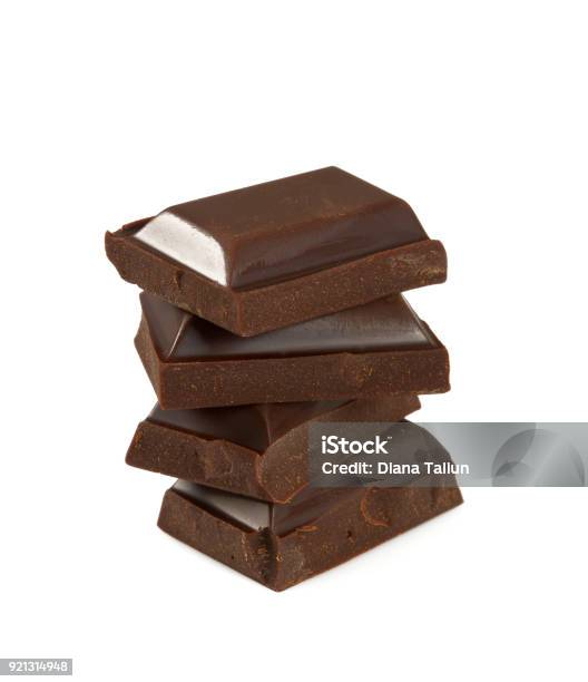 Stack Of Of Chocolate Stock Photo - Download Image Now - Dark Chocolate, White Background, Arrangement