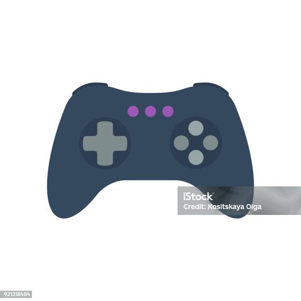 Isolated Colored Gamepad Game Controller Joystick Console On White Background Flat Design Icon Stock Illustration - Download Image Now