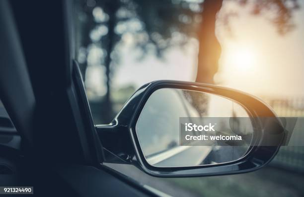 Car Road Trip Concept Stock Photo - Download Image Now - Optic Disc, Car, Mirror - Object