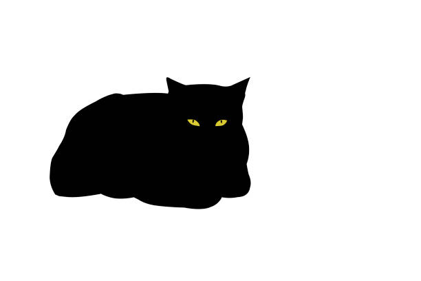 yellow eyed schwarze katze - illustration - yellow eyes stock-grafiken, -clipart, -cartoons und -symbole