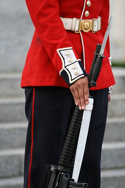 istock Foot Guard with Hand on Rifle 92133176