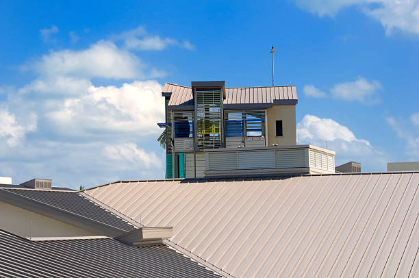 istock Roof Top with blue sky and cloud background 92133496