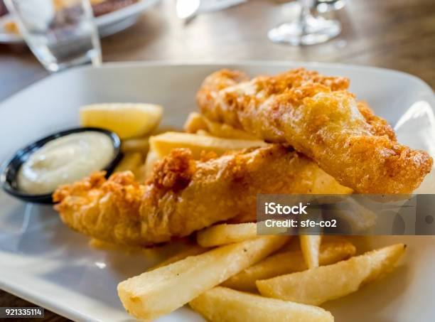 Battered Fish And Chips Stock Photo - Download Image Now - Fish and Chips, Fish, Fried