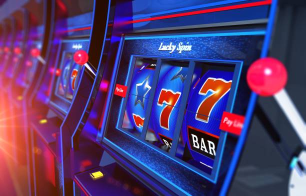 Row of Slot Machines 3D Row of Slot Machines 3D Rendered Illustration. Vegas Gambling Concept. coin operated stock pictures, royalty-free photos & images