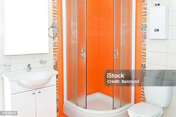 Orange Shower Stock Photo - Download Image Now - Orange Color, Architecture, Clean