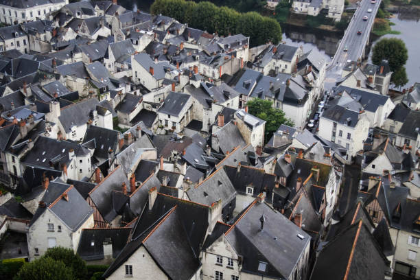 istock Chinon on the Loire river, top view. 921339474