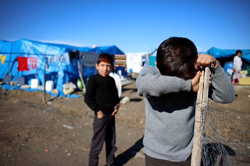 Sad child, Activity, Camping, Street, Syria