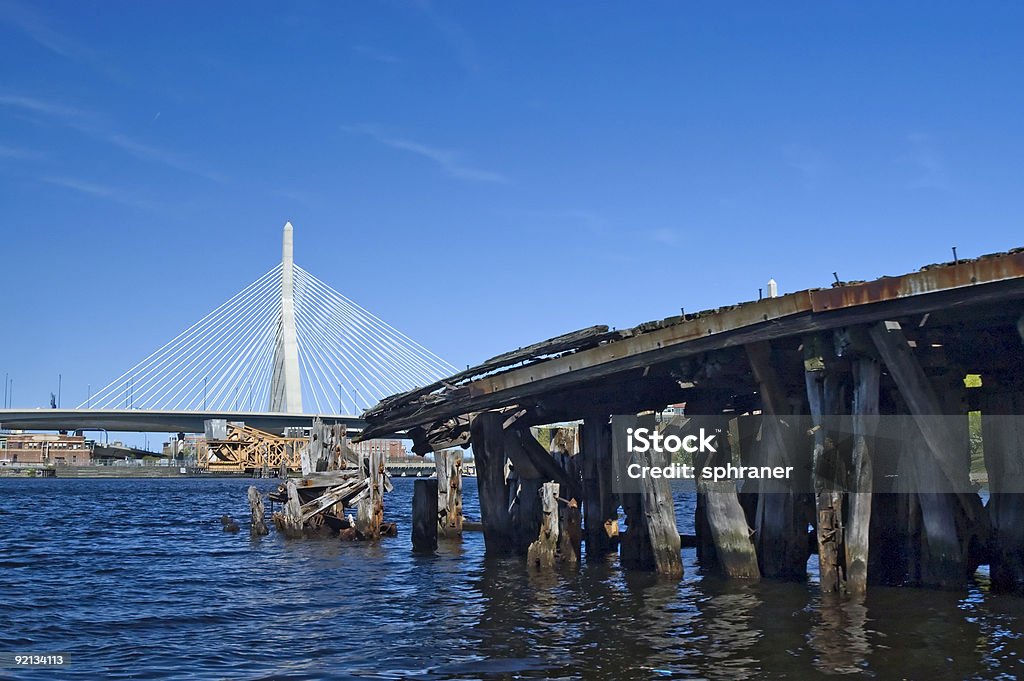 Zakim 橋、オールドピア - マサチューセッツ州 ボストンのロイヤリティフリーストックフォト
