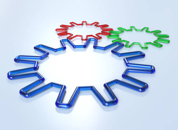 istock Glass gears isolated on white background 921345502