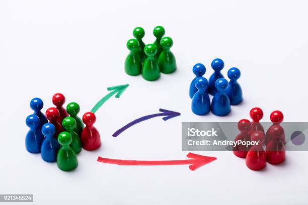 Customers Segmented Into Groups Stock Photo - Download Image Now - Market - Retail Space, Customer, Cross Section