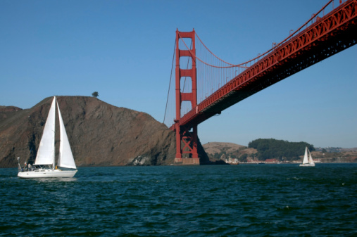 Looking towards the Golden Gate Bridge in San Francisco.