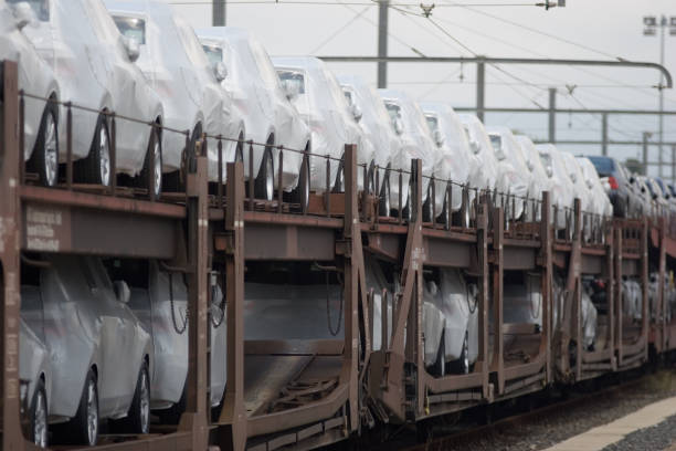 istock New cars stacked and packed for delivery 92134881