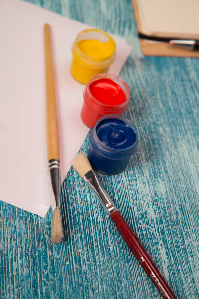 istock School supplies on a blue wooden background 921349482