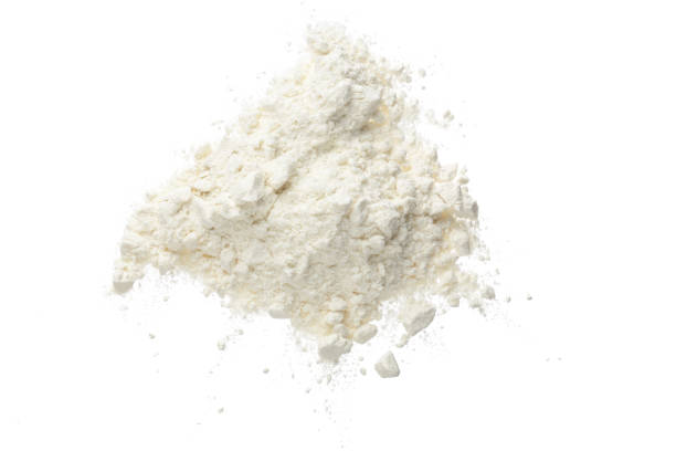 istock Pile of flour isolated on white background. Top view. Flat lay 921350676