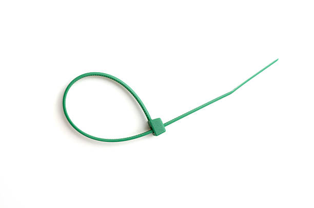 Green nylon cable tie stock photo