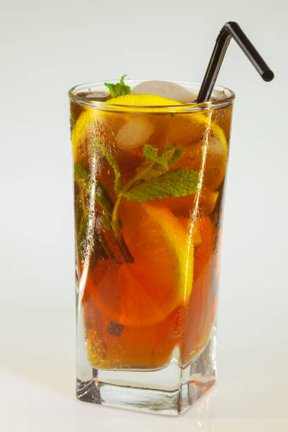 istock Glass of cold drink isolated on white background 921354008