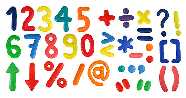 알파벳-숫자 및 기호를 - 어린이 놀이용 점토 뉴스 사진 이미지