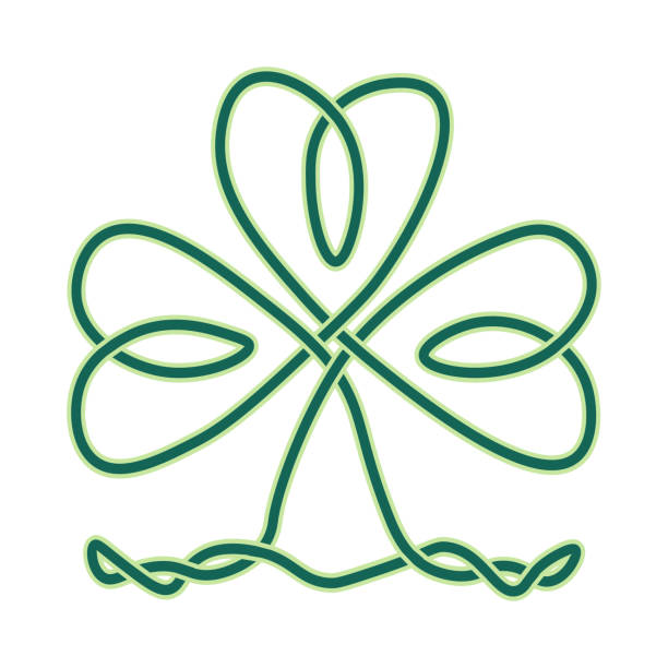 illustrations, cliparts, dessins animés et icônes de vector imitation d’entrelacs celtiques ou icovellavna : trèfle ou shamrock nœud infini comme élément de design pour st. patricks day. nœud de trèfle est grand aussi comme symbole irlandais de chance, de victoire et de succès. - celtic knotwork