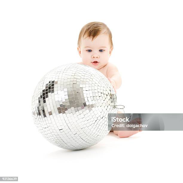 Adorable Baby Boy With Big Disco Ball Stock Photo - Download Image Now - Cut Out, Disco Ball, Asking