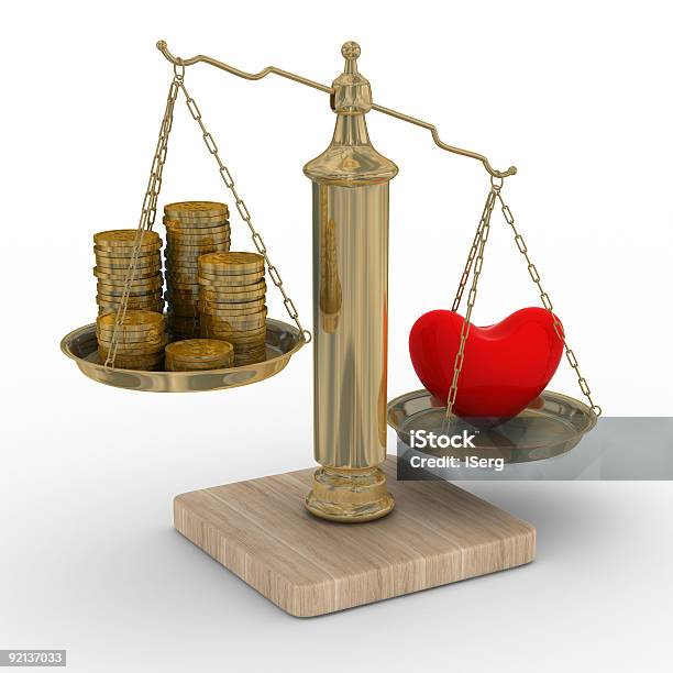 Foto de Coração E Dinheiro Para Escalas Isolada 3d Imagem e mais fotos de stock de Amor