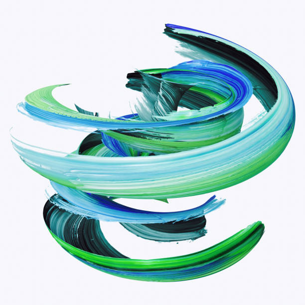 istock 3d rendering, abstract twisted brush stroke, paint splash, splatter, colorful curl, artistic spiral, vivid ribbon 921370536