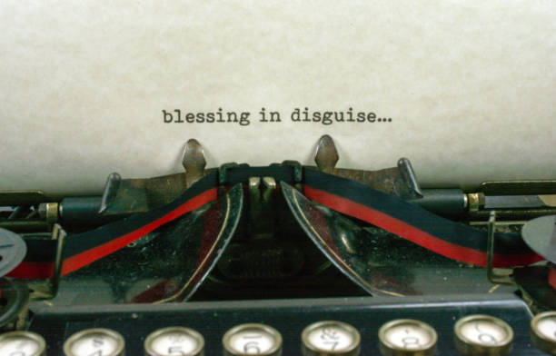 istock Antique typewriter with saying blessing in disguise 921371186