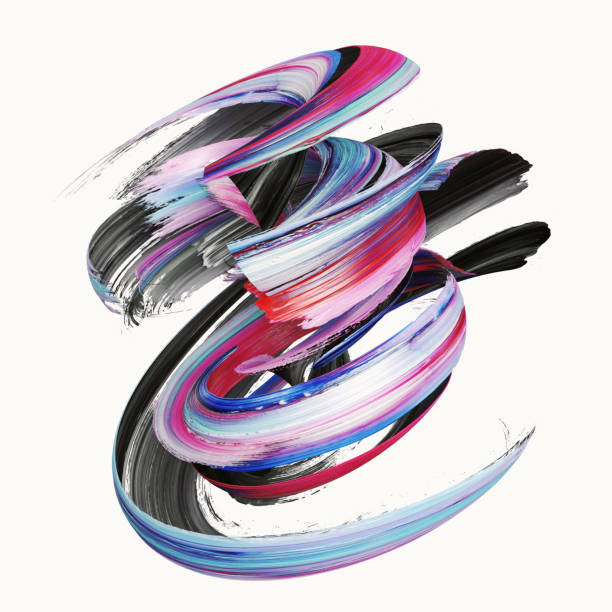 istock 3d rendering, abstract twisted brush stroke, paint splash, splatter, colorful curl, artistic spiral, vivid ribbon 921377518