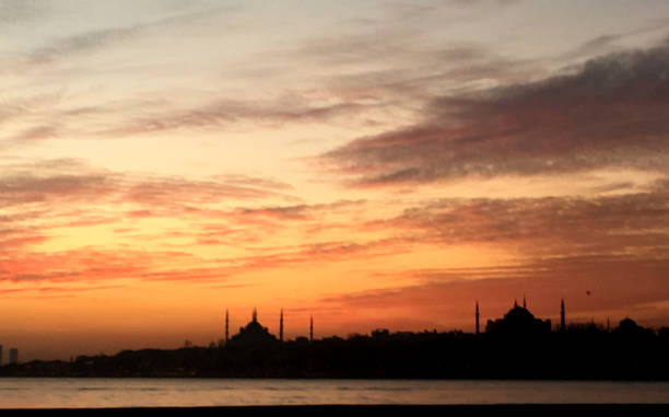 istock Silhouette of Blue Mosque and Aya Sofya in Istanbul 921380290