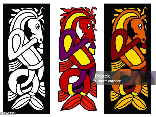 Emblema De Celta Com Cavalo Elemento - Arte vetorial de stock e mais imagens de Animal - Animal, Estilo celta, Ex-líbris