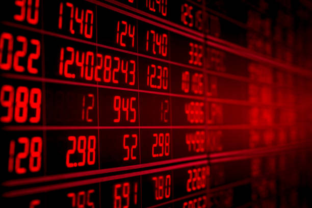 istock red electronic board of stock market 921411334