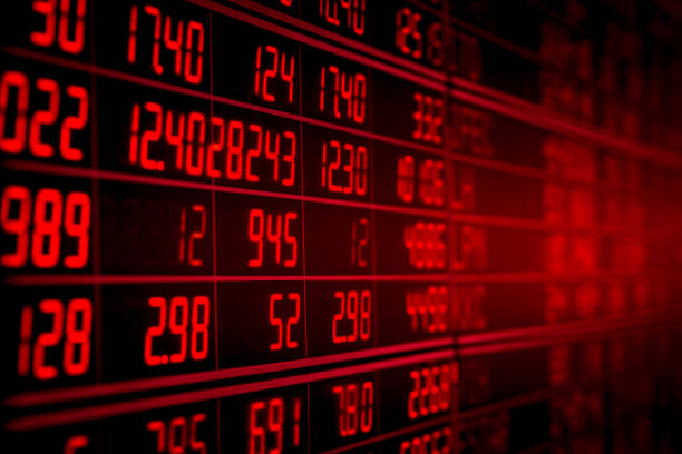 красный электронный совет фондового рынка - meltdown currency finance bank стоковые фото и изображения
