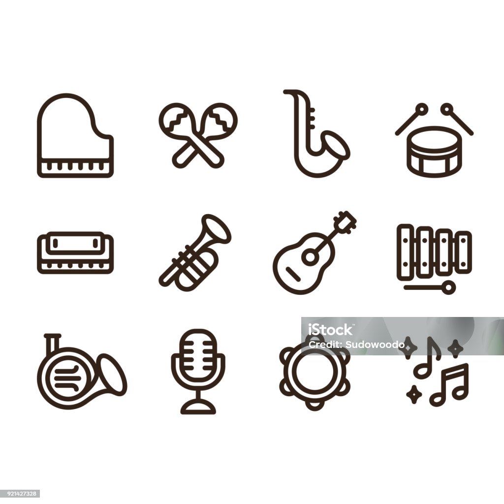 Jazz music instruments icons Jazz music instruments icons set. Modern and simple musical line icons, vector illustration collection. Icon Symbol stock vector