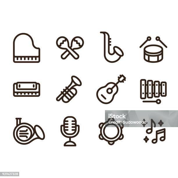 Jazz Music Instruments Icons Stock Illustration - Download Image Now - Icon Symbol, Drum - Percussion Instrument, Line Icon